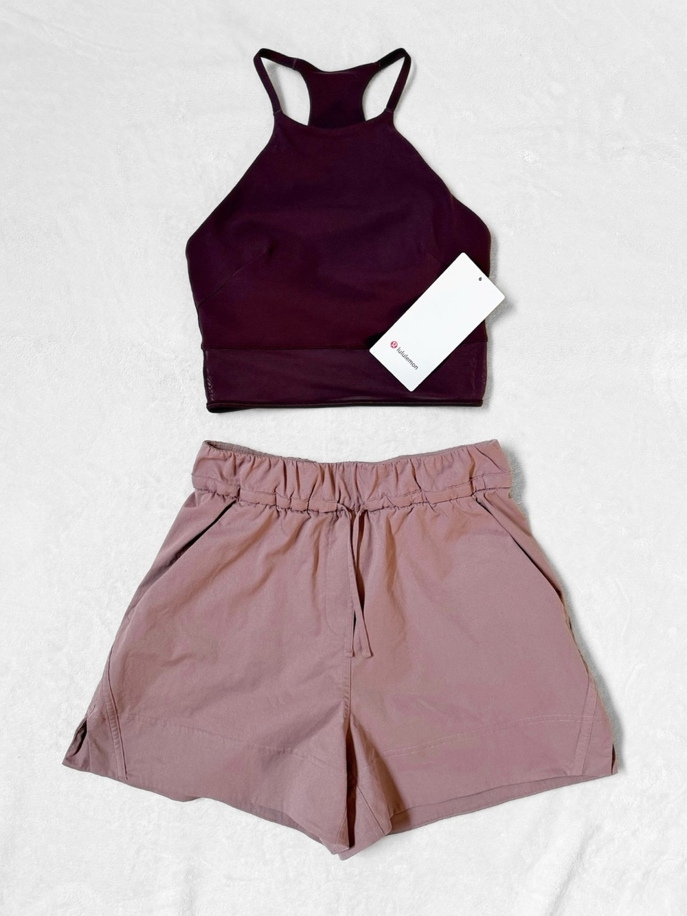 NWT/EUC Lululemon Nulu High-Neck Mesh-Hem Tank + Cinchable Waist Shorts Set – XS